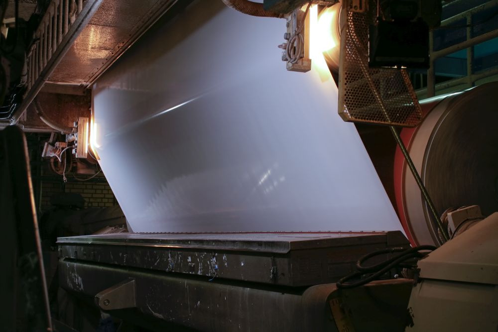 The machinery in a paper mill plant.